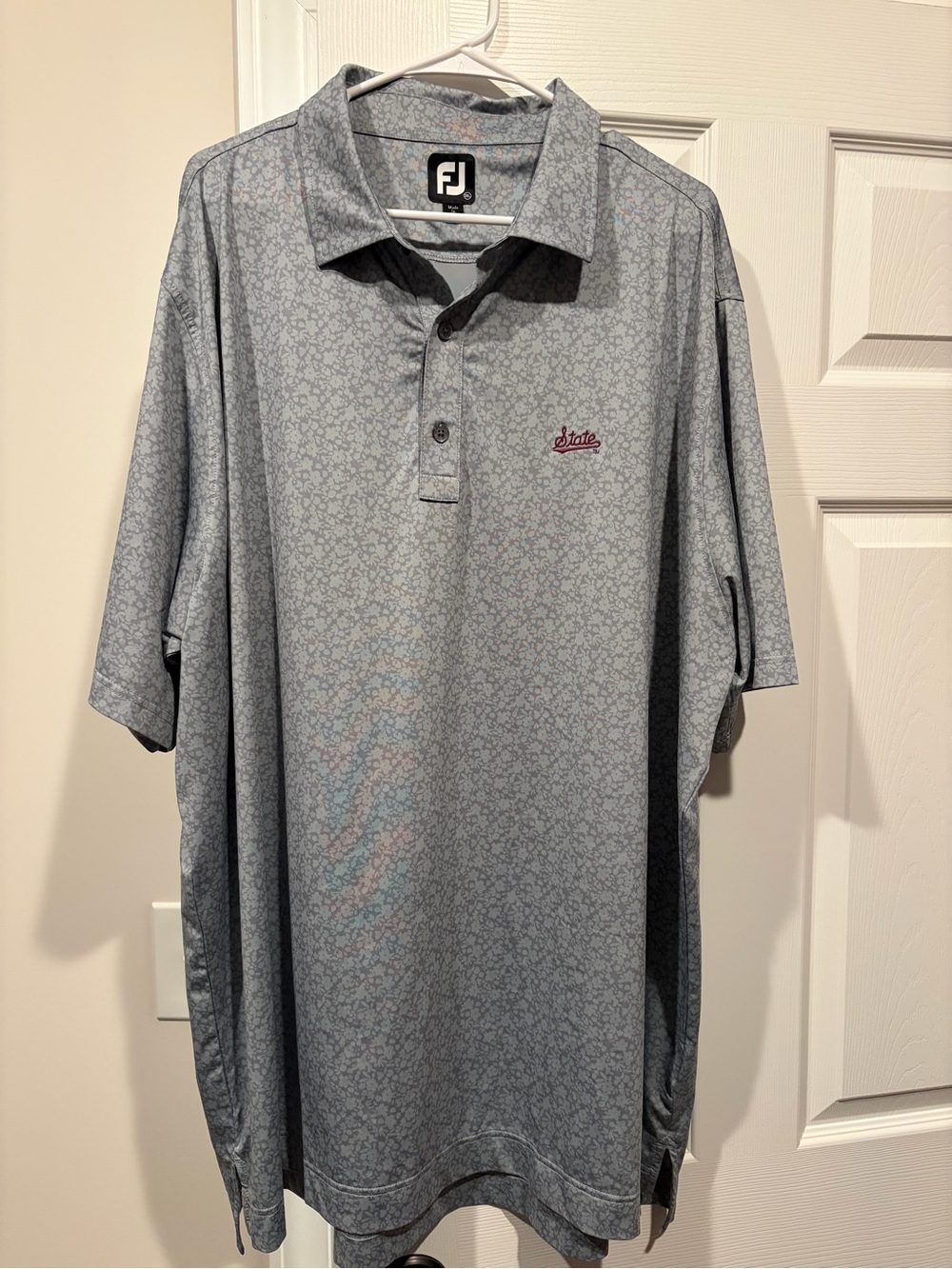 FootJoy Light Blue Microprint Polo with Embroidered Chest Logo